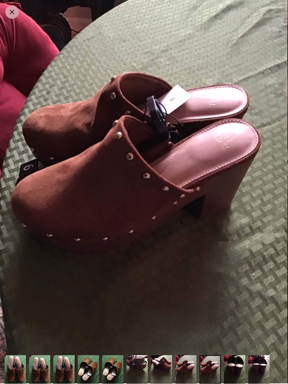 Women’s Brown Studded Suede Mule Slides - Picture 11 of 11